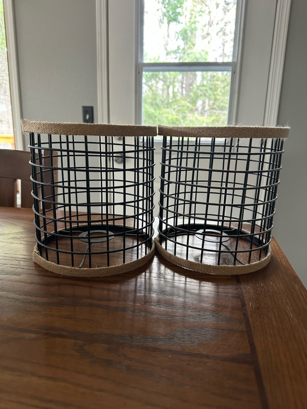 Neutral Black Wire lamp shades.